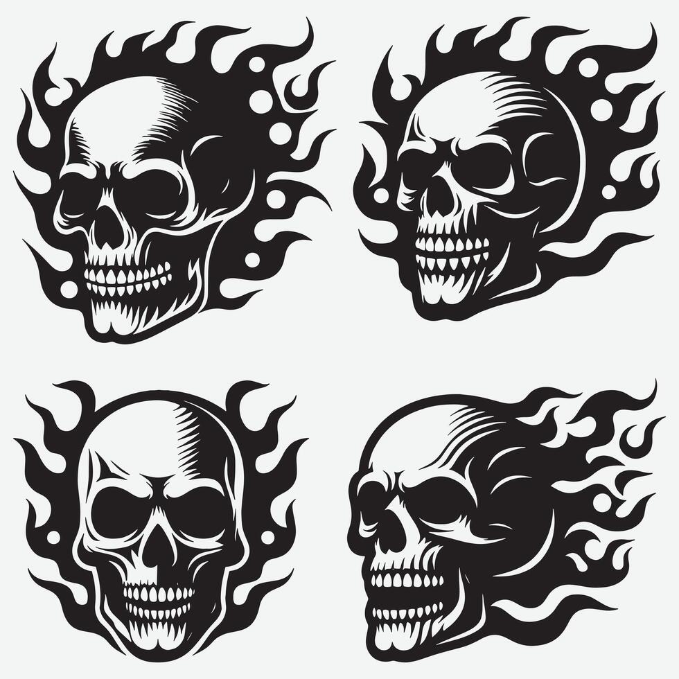 Stunning Skull Silhouettes Clip Art for Creative Illustration Projects vector