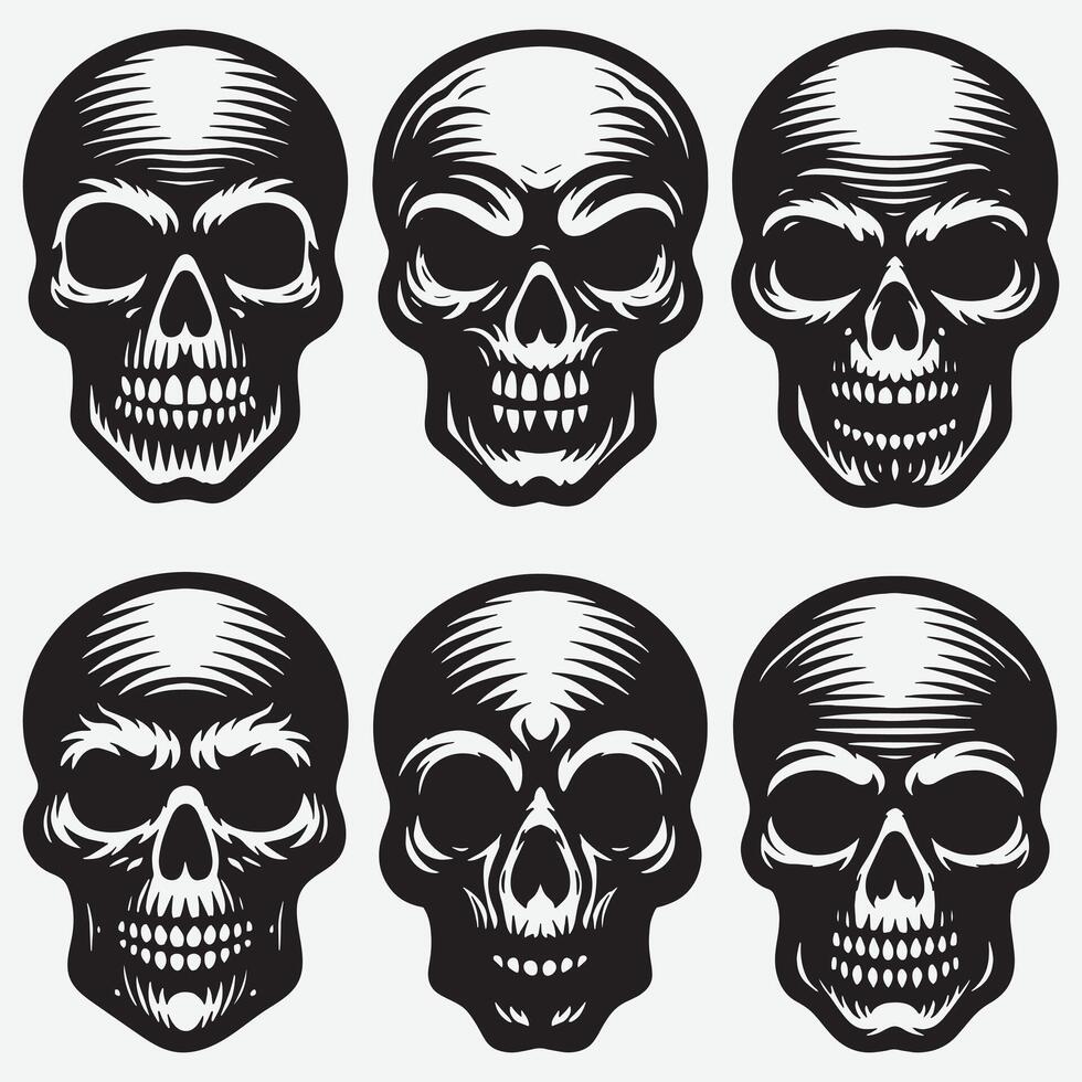 High Quality Skull Silhouettes Clip Art for Innovative Visuals vector