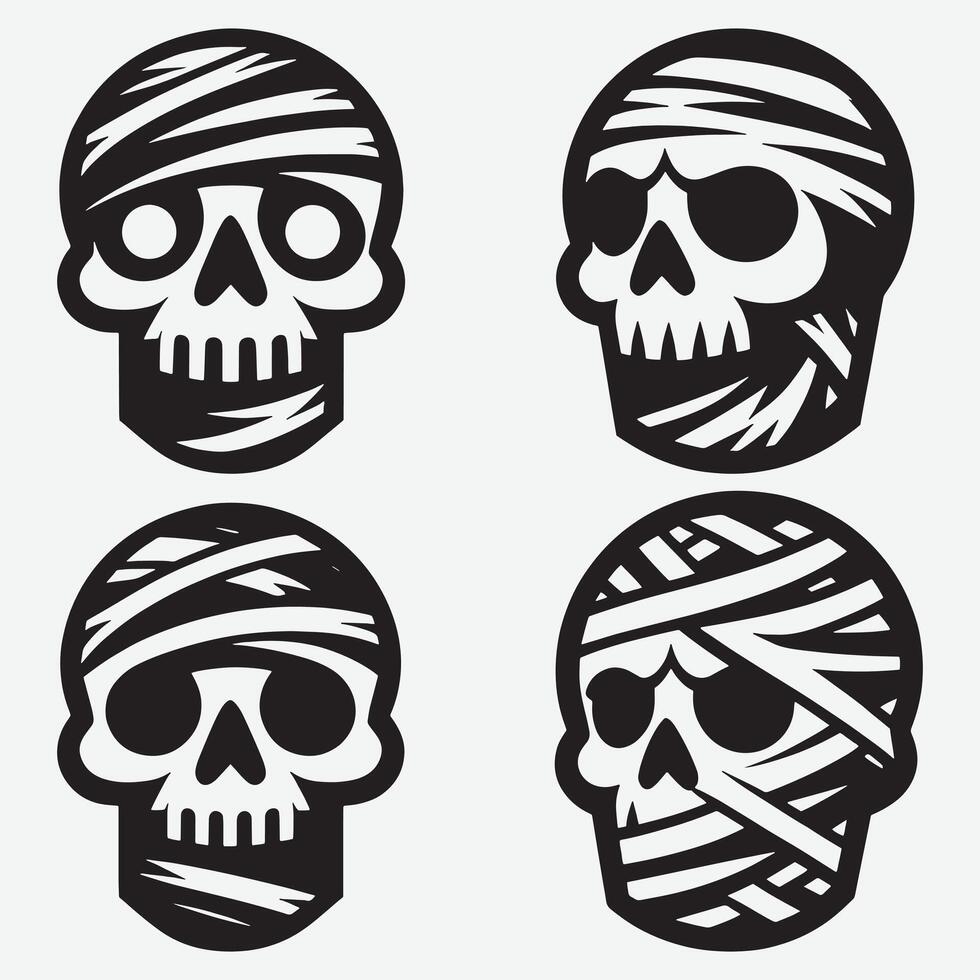 Elegant Skull Silhouettes Clip Art for Sophisticated Design Concepts vector