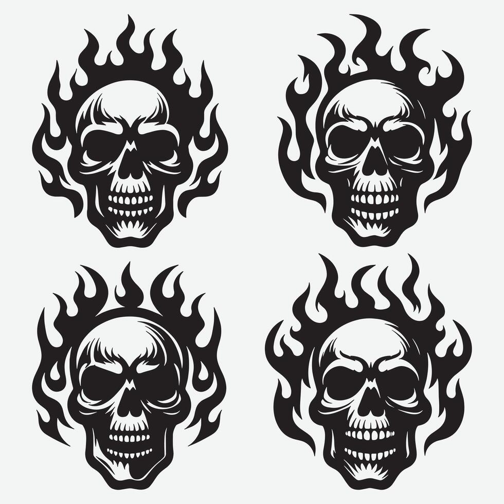 Creative Skull Silhouettes Clip Art for Diverse Art Projects vector