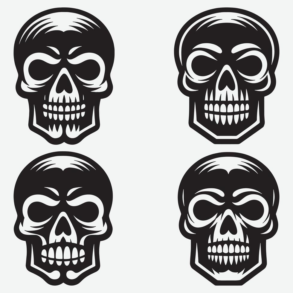 Unique Skull Silhouettes Clip Art for Eye Catching Presentations vector