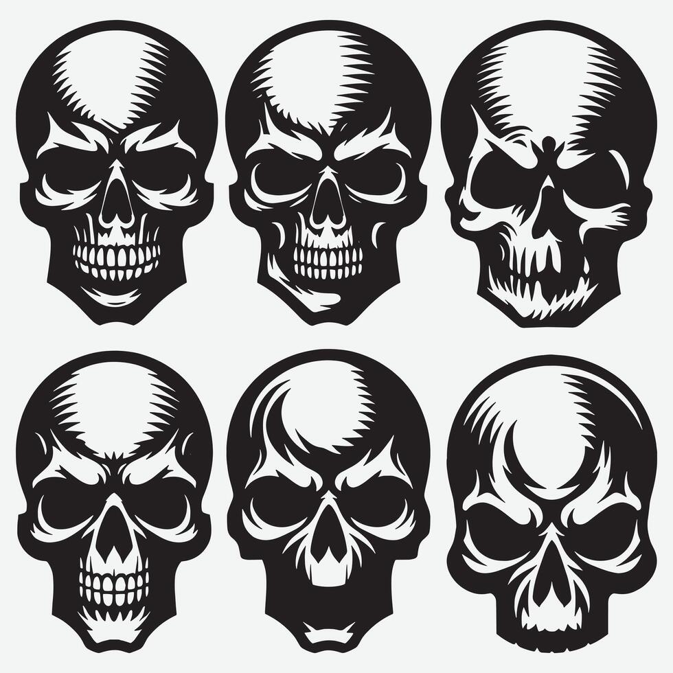 Minimalist Skull Silhouettes Illustrations for Modern Design Aesthetics vector