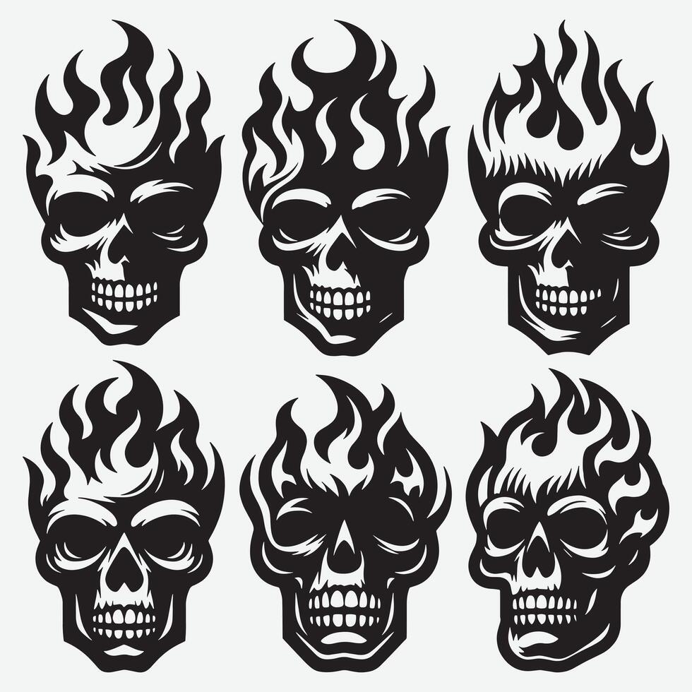 Striking Skull Silhouettes Clip Art for Memorable Visual Identity vector