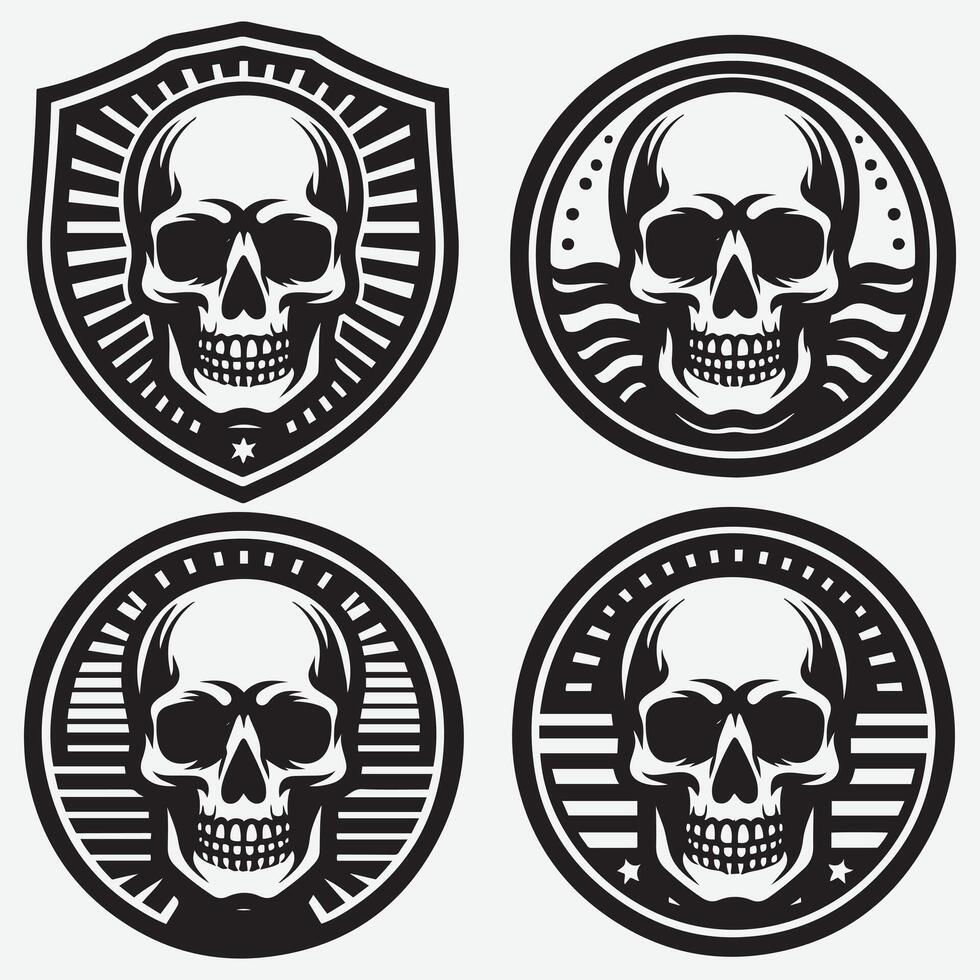 Engaging Skull Silhouettes Clip Art for Creative Storytelling Elements vector