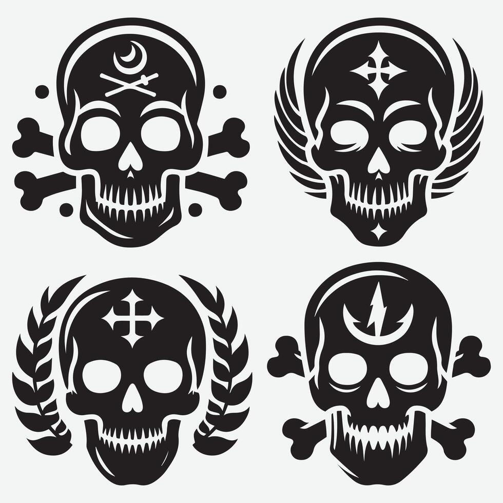Captivating Skull Silhouettes Clip Art for Thrilling Graphic Projects vector