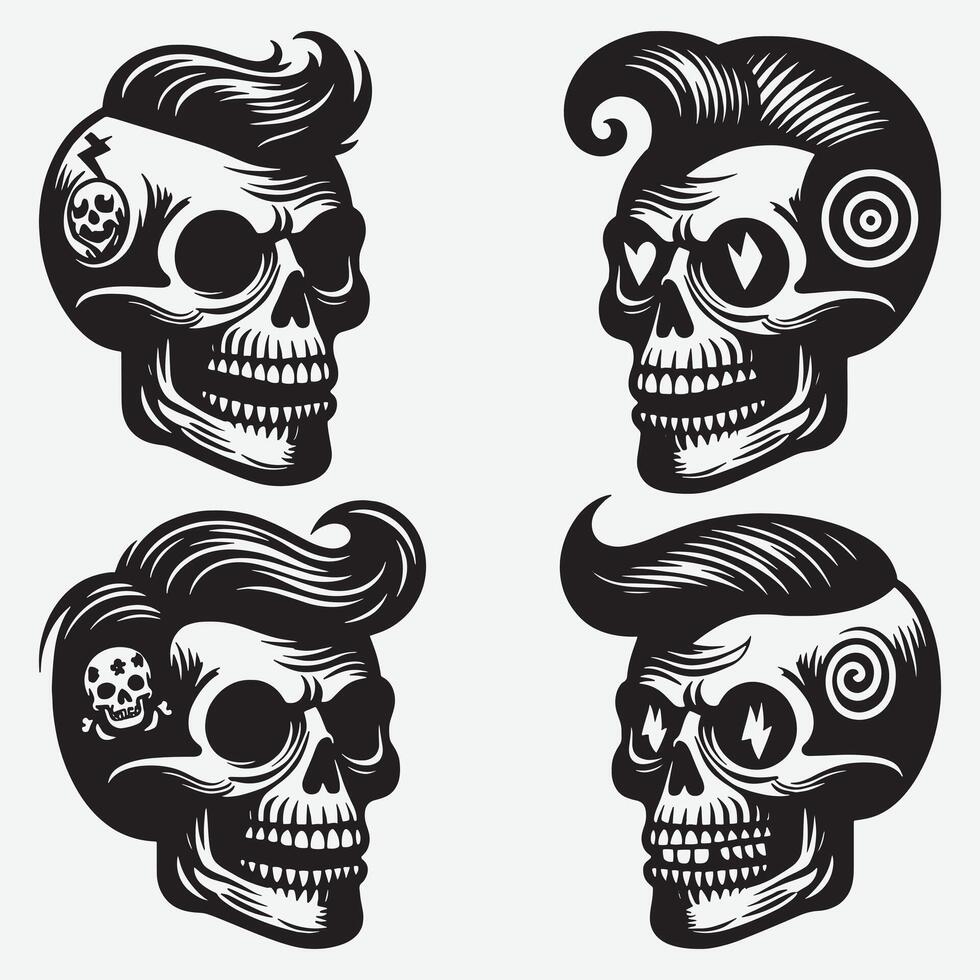 Intriguing Skull Silhouettes Clip Art for Eye Catching Illustrations vector