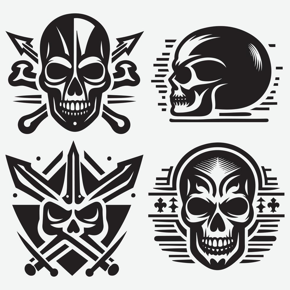Timeless Skull Silhouettes Clip Art for Classic Design Inspirations vector