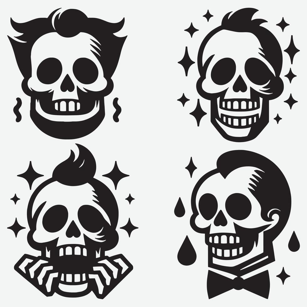 Innovative Skull Silhouettes Clip Art for Captivating Graphic Projects vector