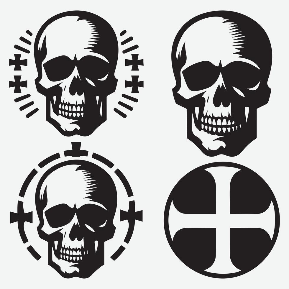 Unique Skull Silhouettes Clip Art for Diverse Creative Applications vector