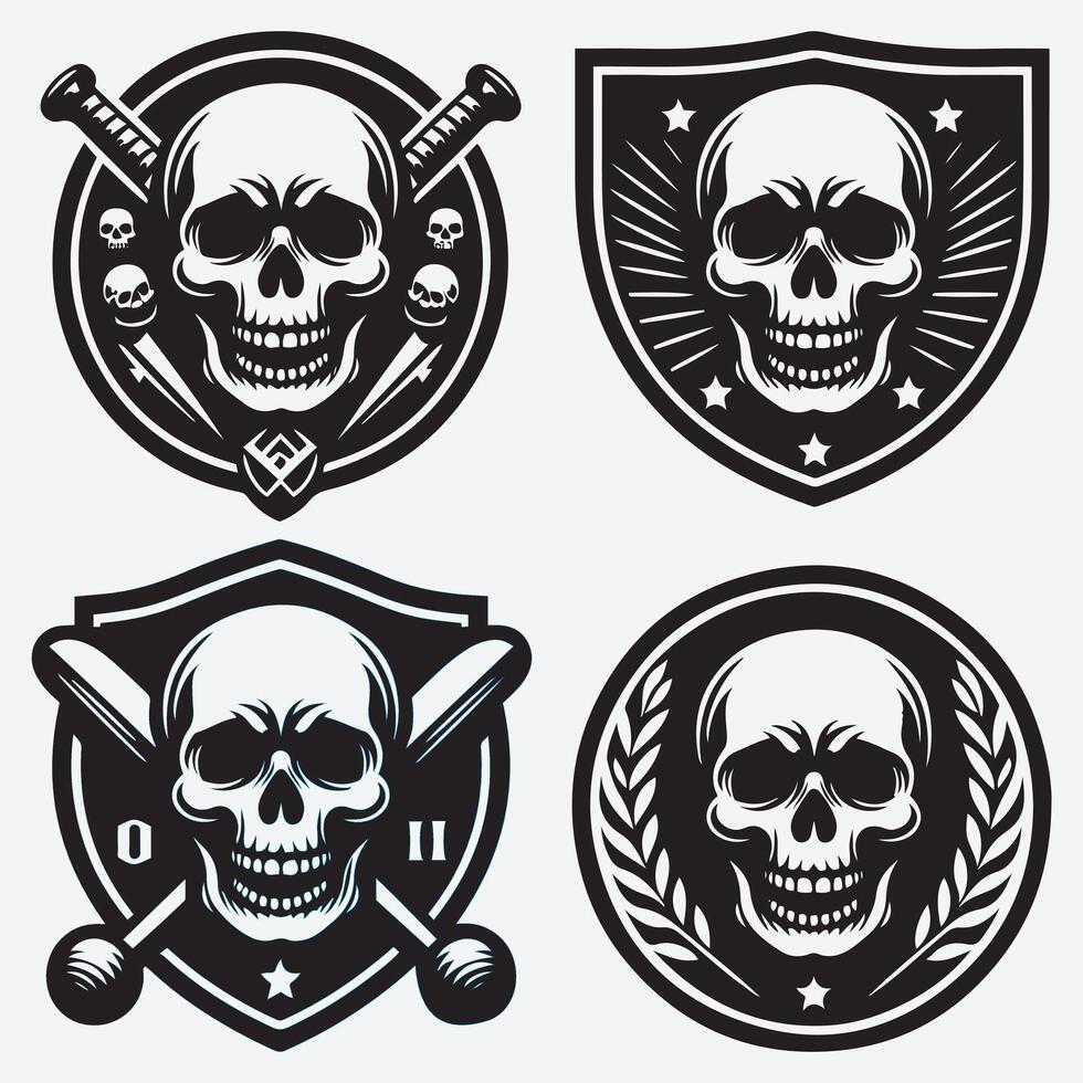 Creative Skull Silhouettes Clip Art for Unique Branding Solutions vector