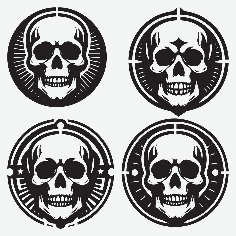 Striking Skull Silhouettes Clip Art for Impactful Visual Campaigns vector