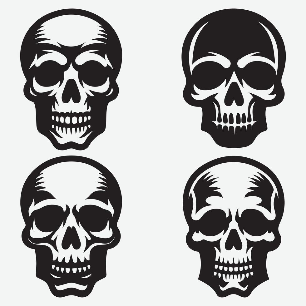 Intricate Skull Silhouettes Clip Art for Unique Branding Projects vector