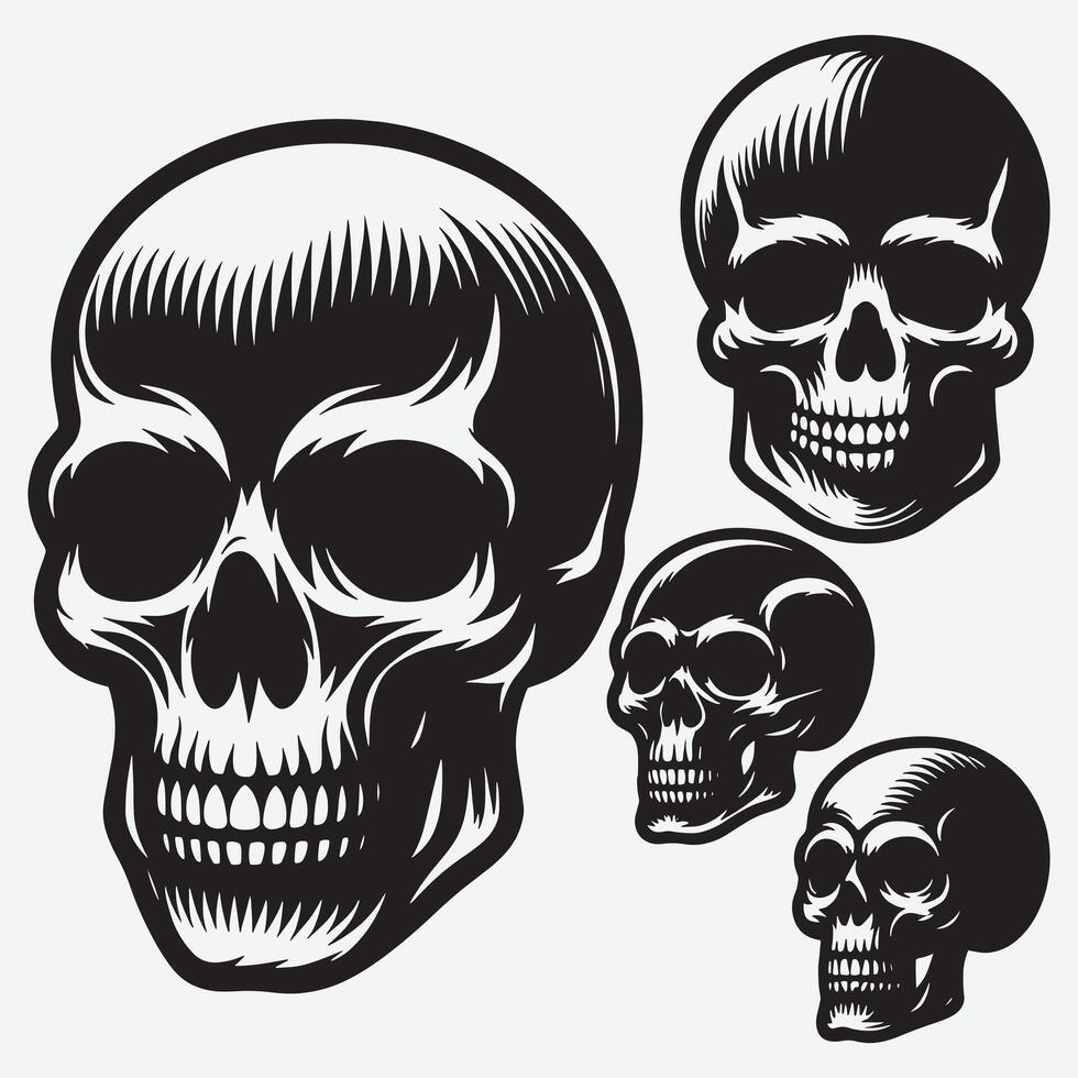 Customizable Skull Silhouettes Clip Art for Unique Branding Projects vector