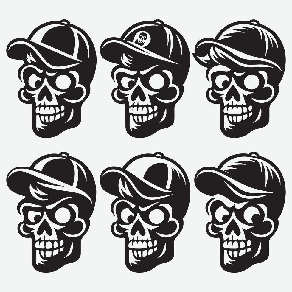 Enchanting Skull Silhouettes Clip Art for Fantasy and Adventure Themes vector