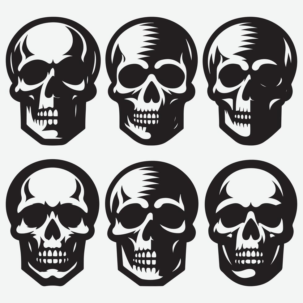 Versatile Skull Silhouettes Graphics for Use in Various Media vector