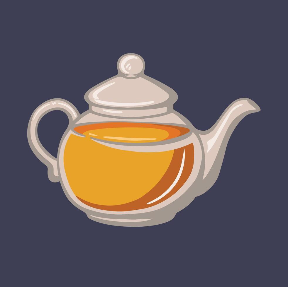 of glass teapot on white background. illustration vector