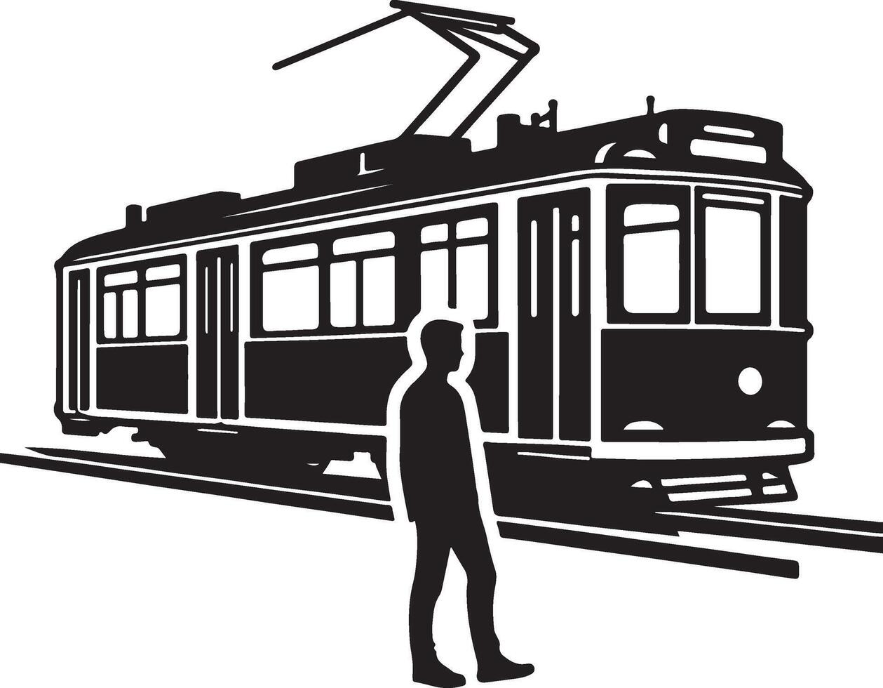 A man waiting for tram. vector