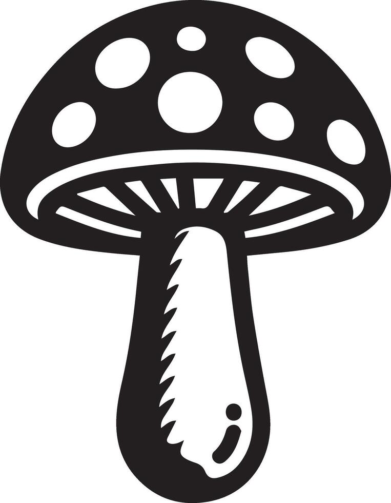 Black and white mushroom clipart. vector