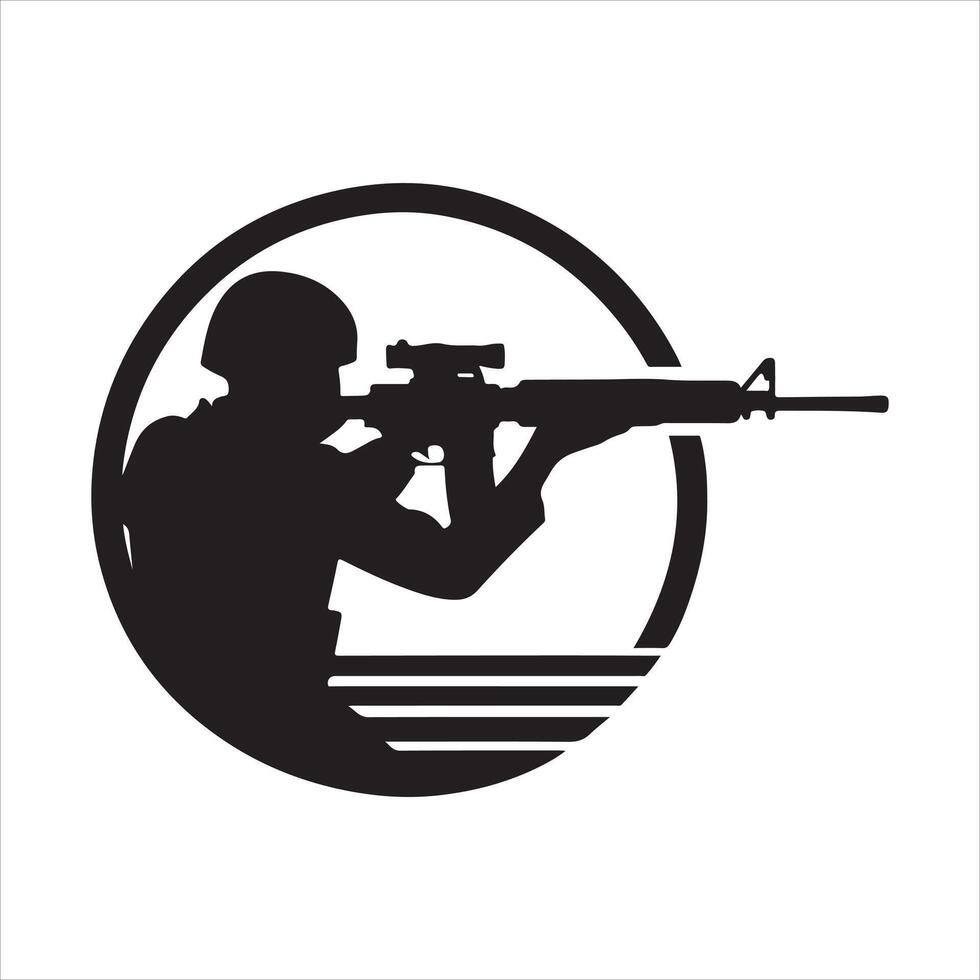 A military man in hunting mood. vector
