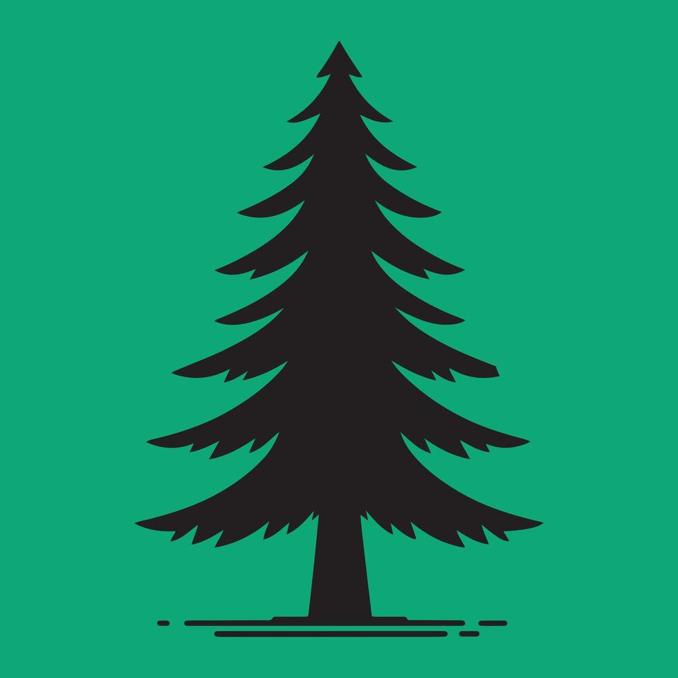 Pine tree on colour background. vector