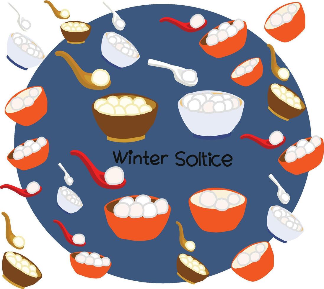 Winter solice, a set of bowls and spoons vector
