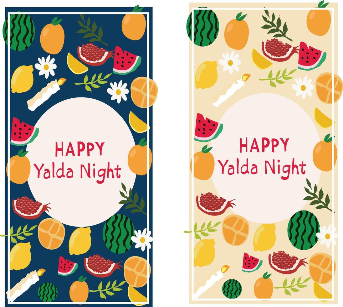 Two banners with fruit and flowers on them vector