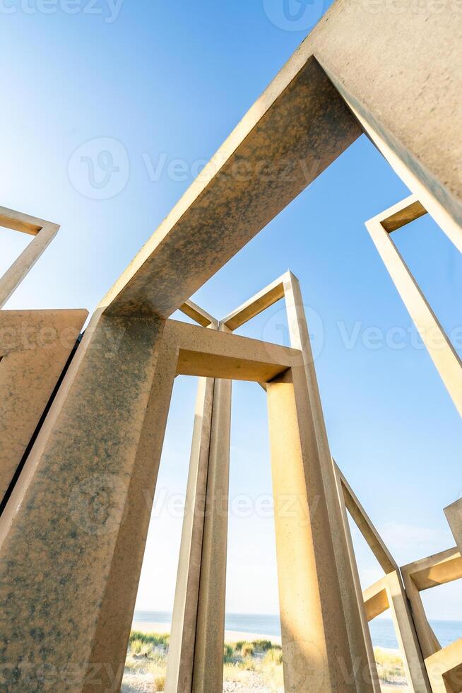 Artwork at the beach of the Maasvlakte, Rotterdam, The Netherlands. photo