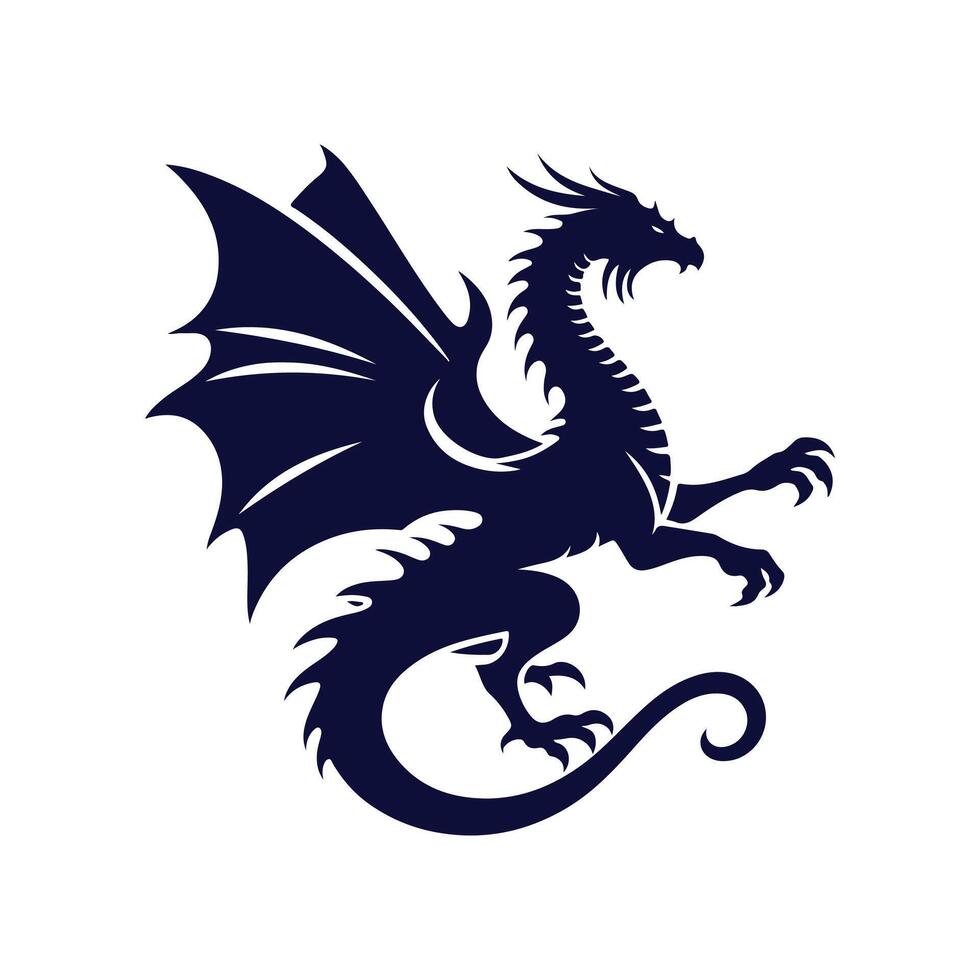 A black dragon is standing on its hind legs vector