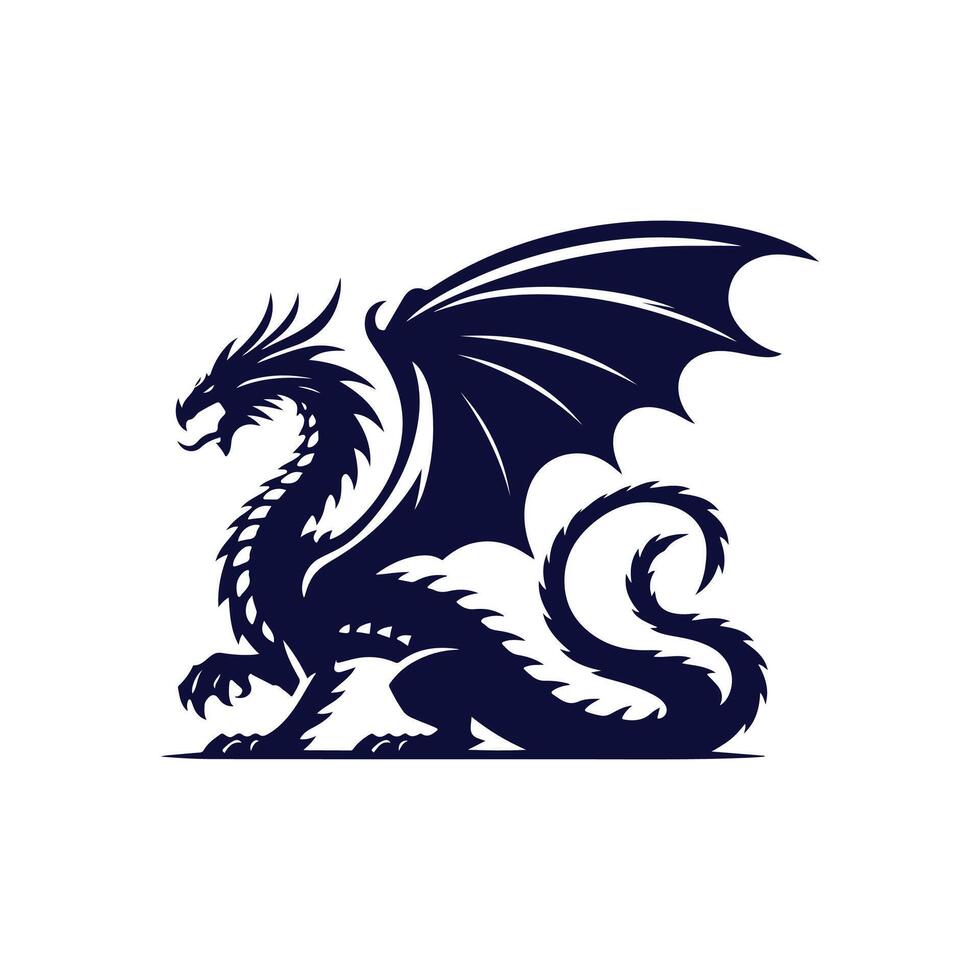 A black dragon logo on a white background vector
