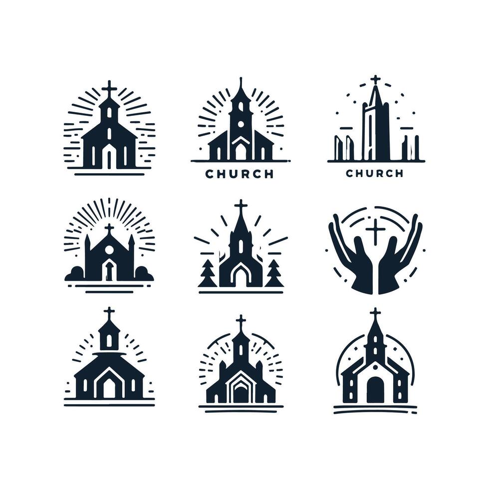 Church icons set illustration vector