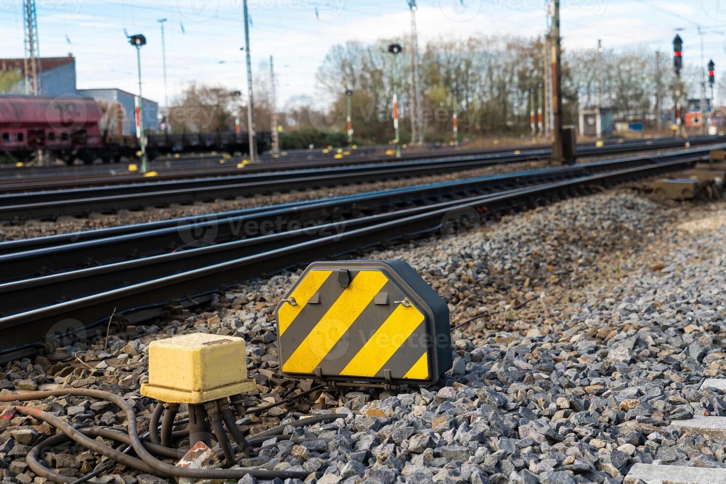 Automatic switch on railroad. photo
