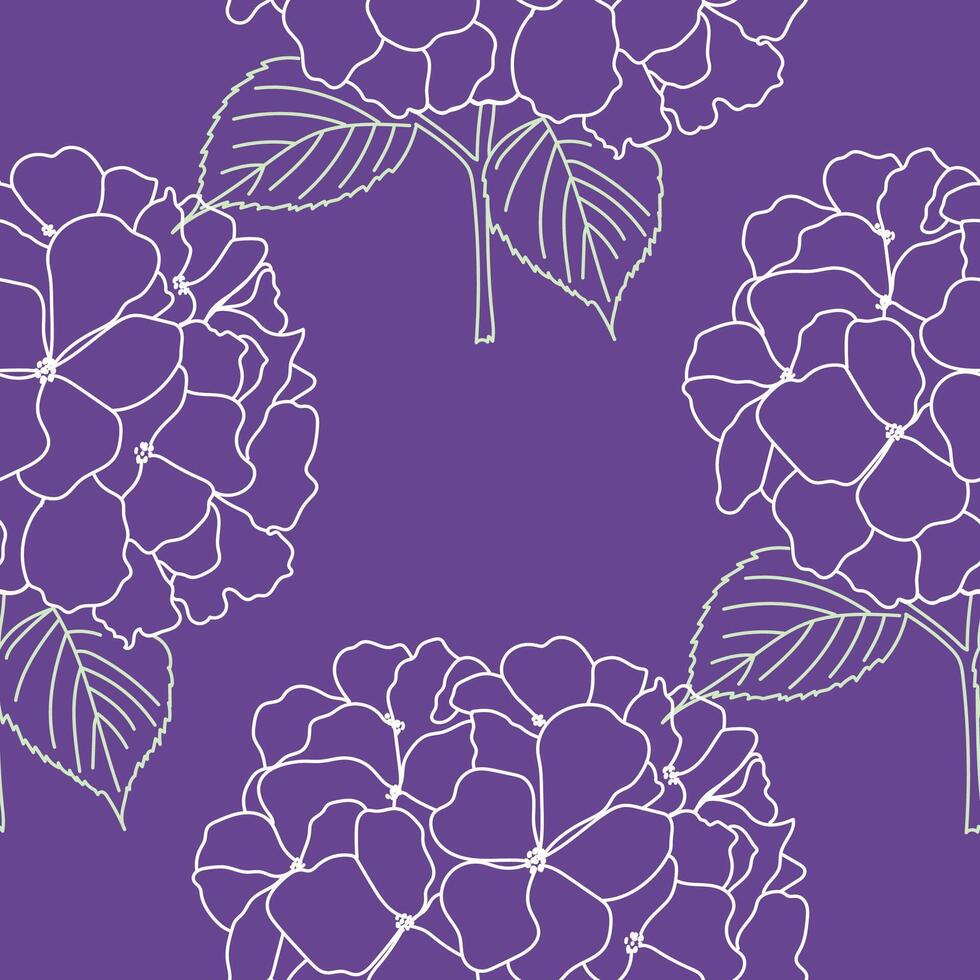 Seamless romantic floral pattern with hydrangea flowers. vector