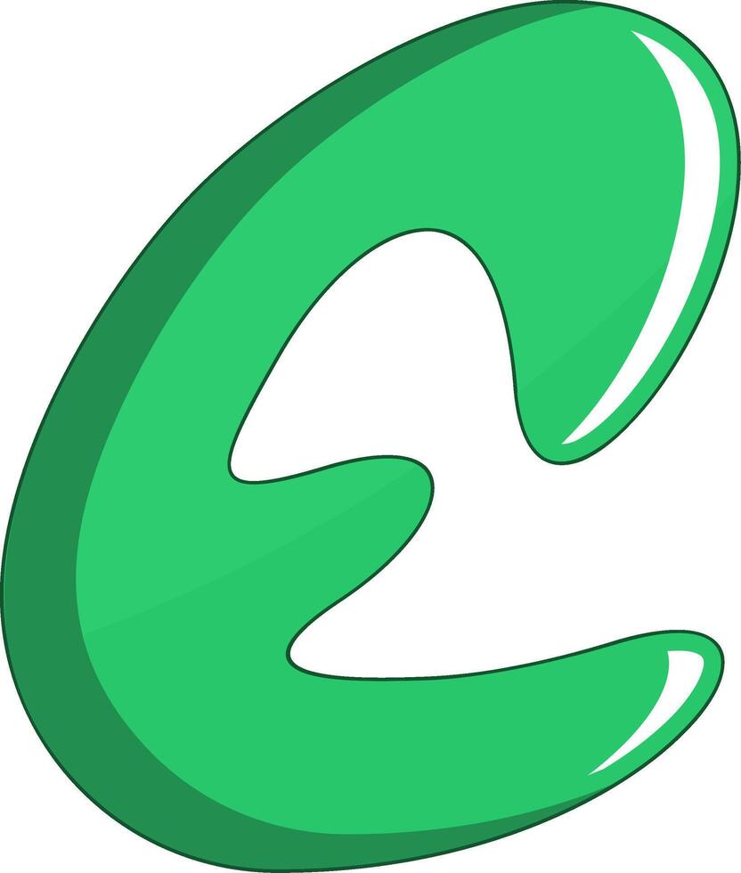 A green letter e with a curved edge vector