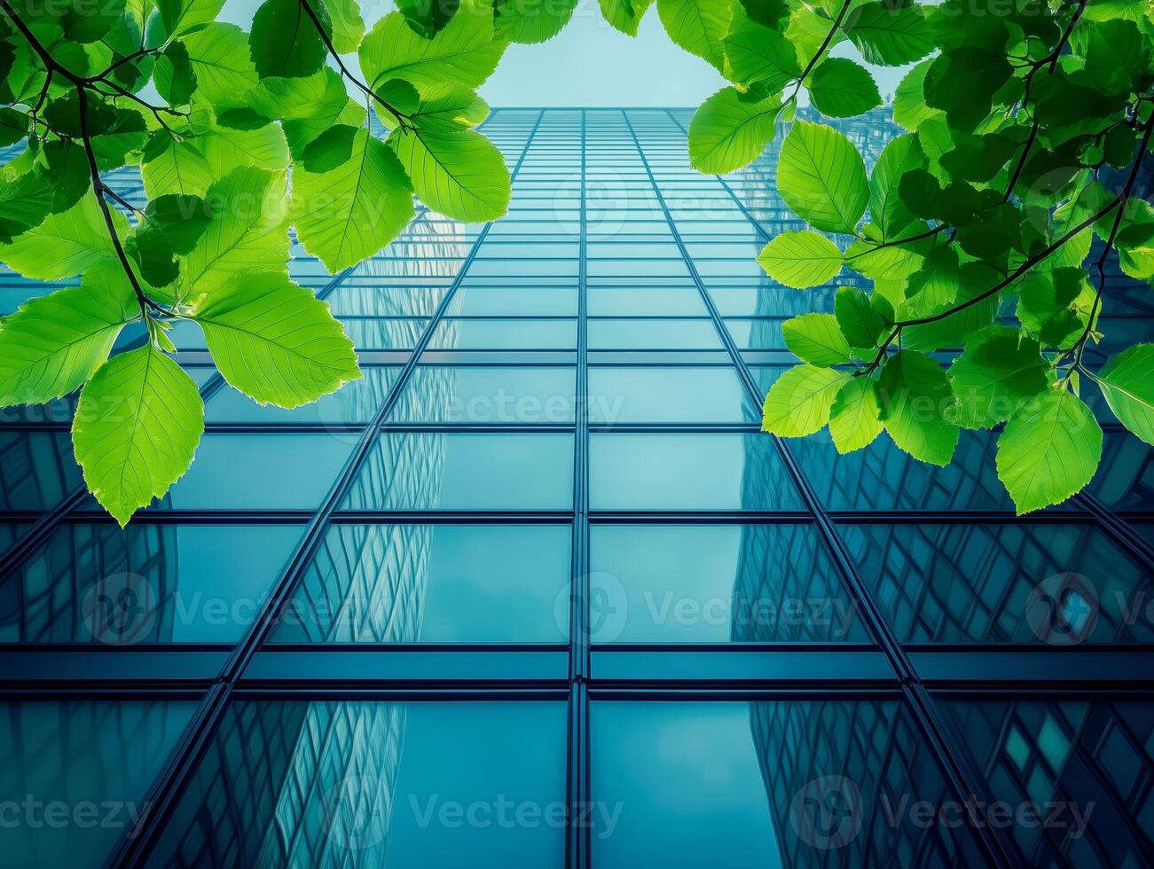 Eco-friendly building in the modern city. Office building with green environment. photo