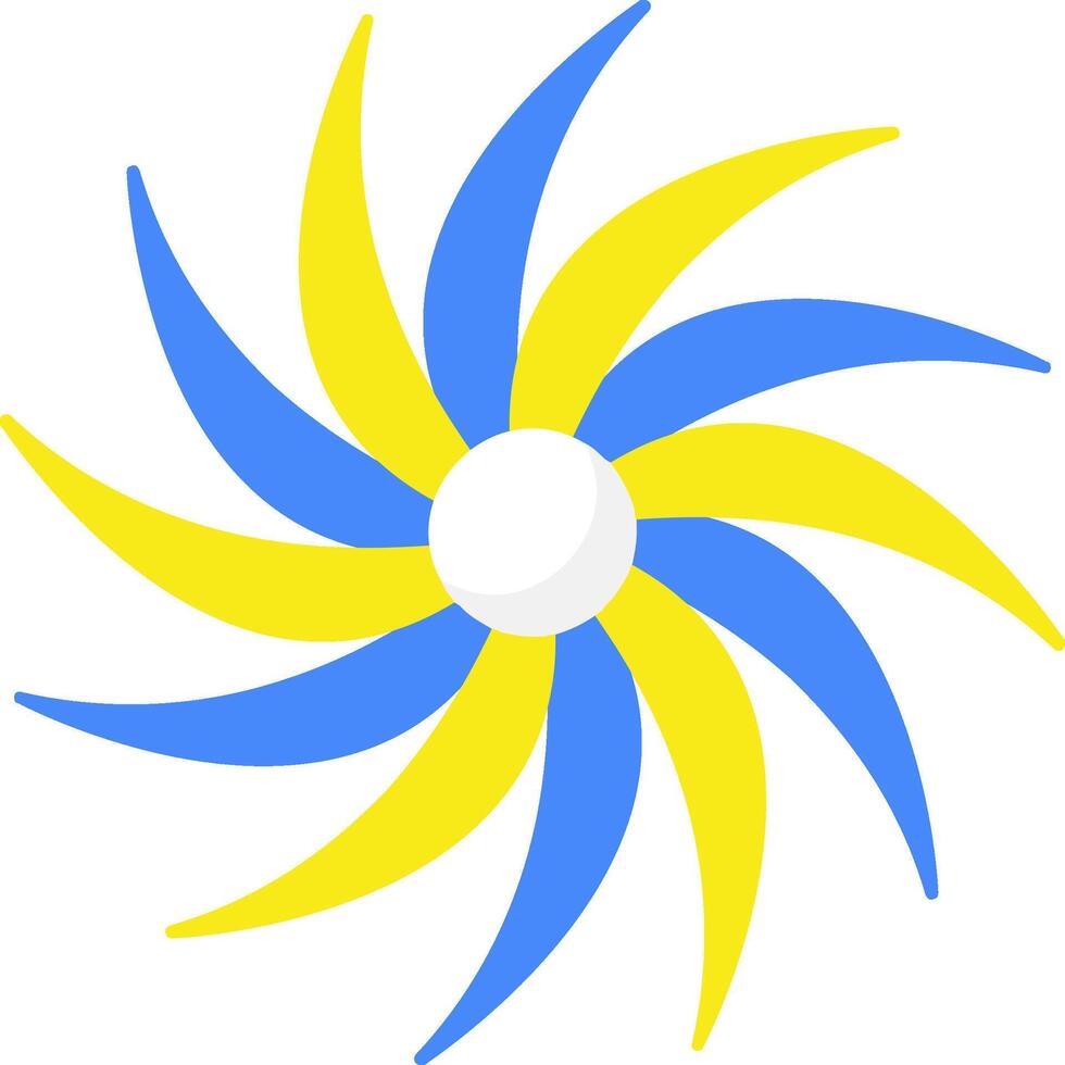 A blue and yellow sun with a white ball vector