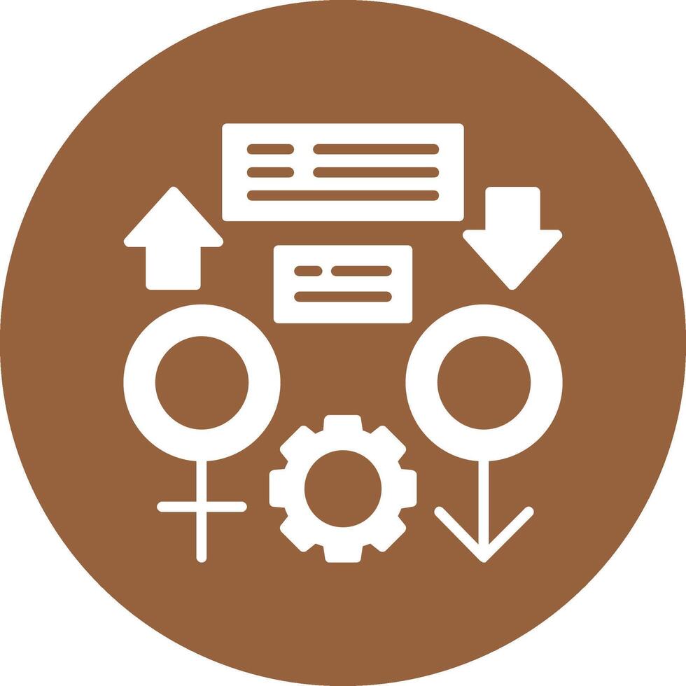 A brown circle with a gear and a woman's head vector
