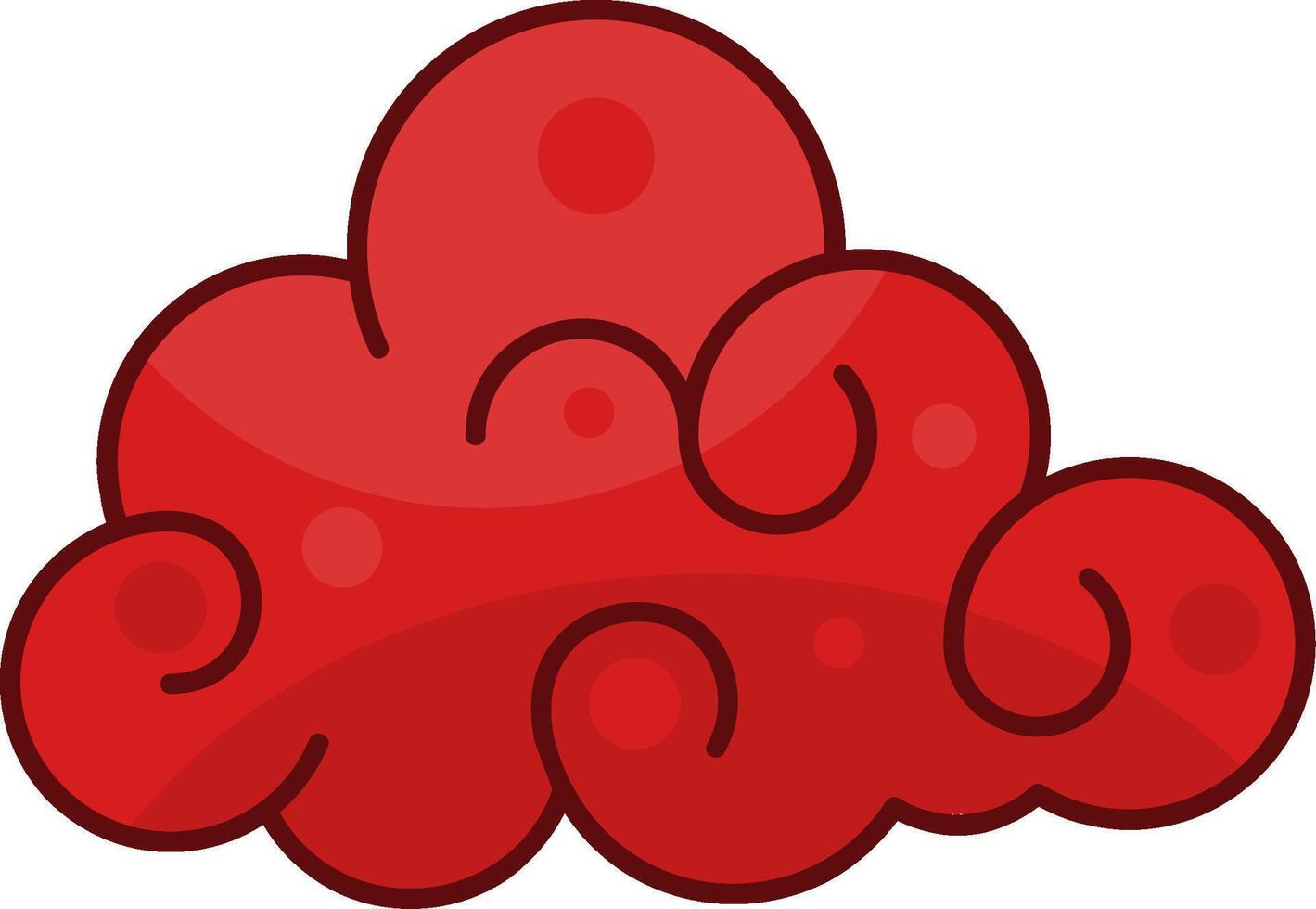 A cartoon cloud with red droplets on it vector