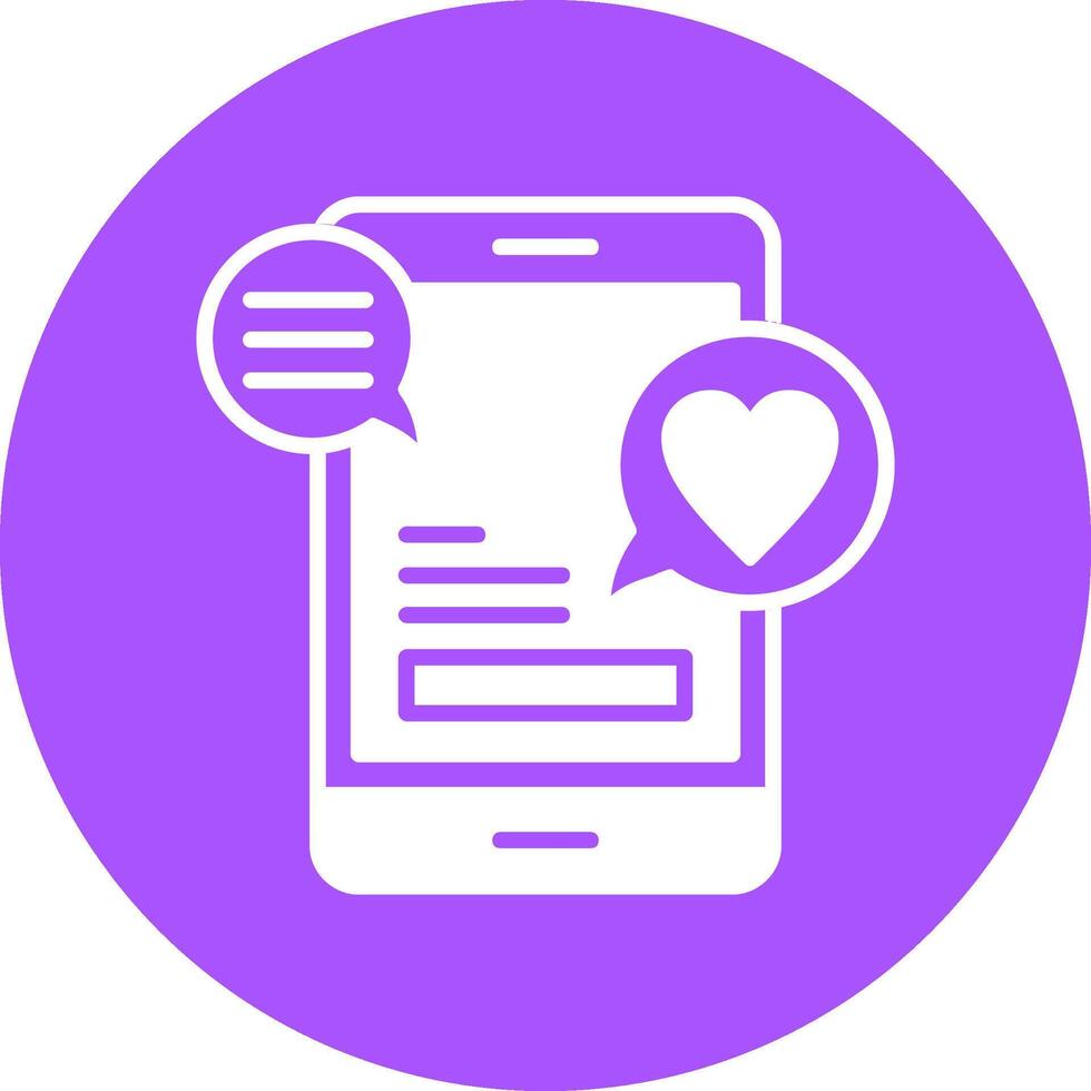 A phone with a chat bubble and a heart vector