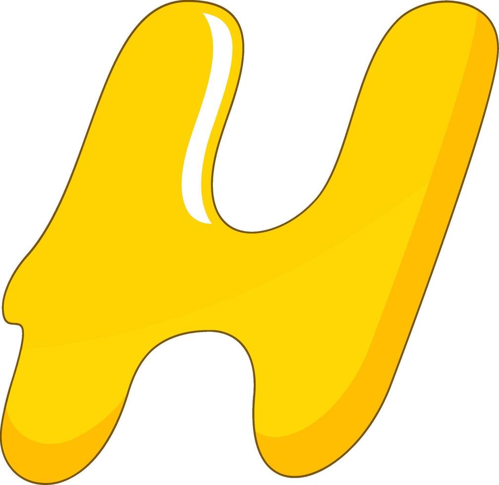 A yellow letter h with a thick liquid vector