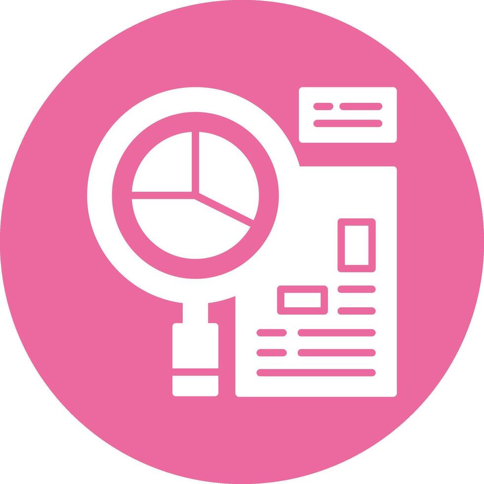 A pink circle with a magnifying glass and a clock vector