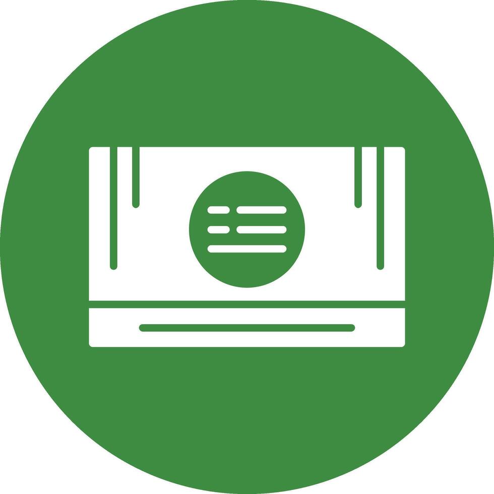 A green circle with a white box on it vector