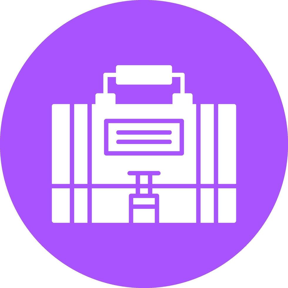 A purple circle with a suitcase icon vector