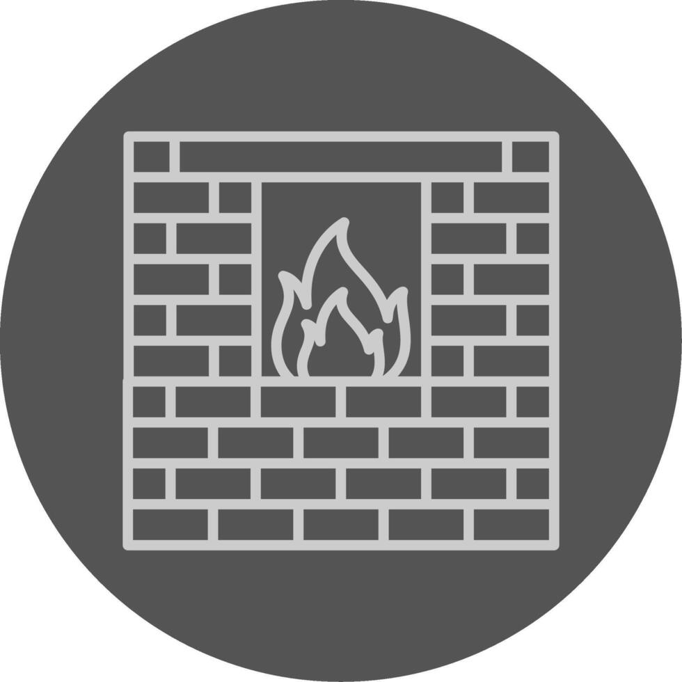 Fireplace in brick wall icon vector