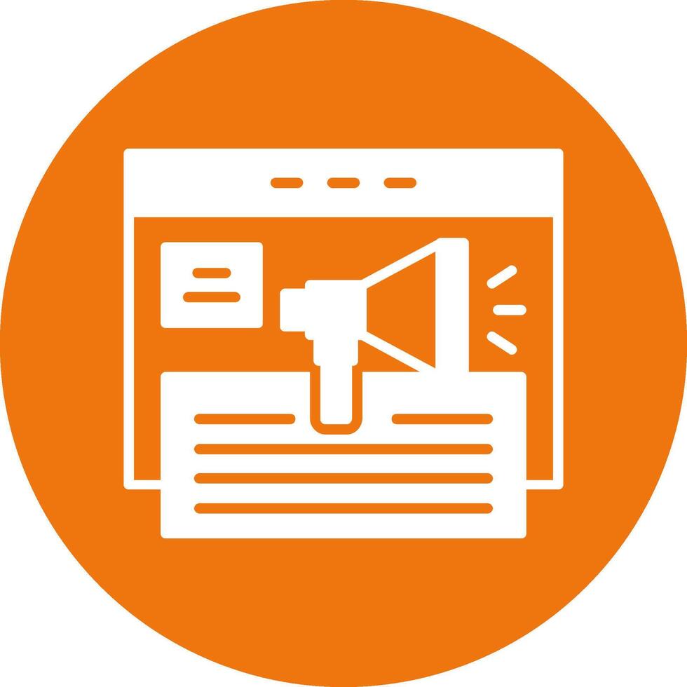 A white icon with a megaphone and a paper document vector