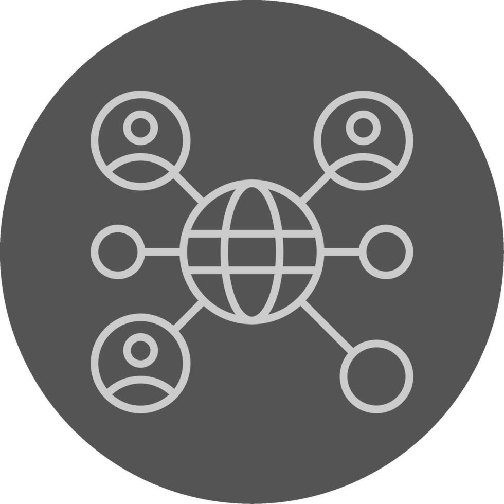 A circle with an icon of people connected to a globe vector