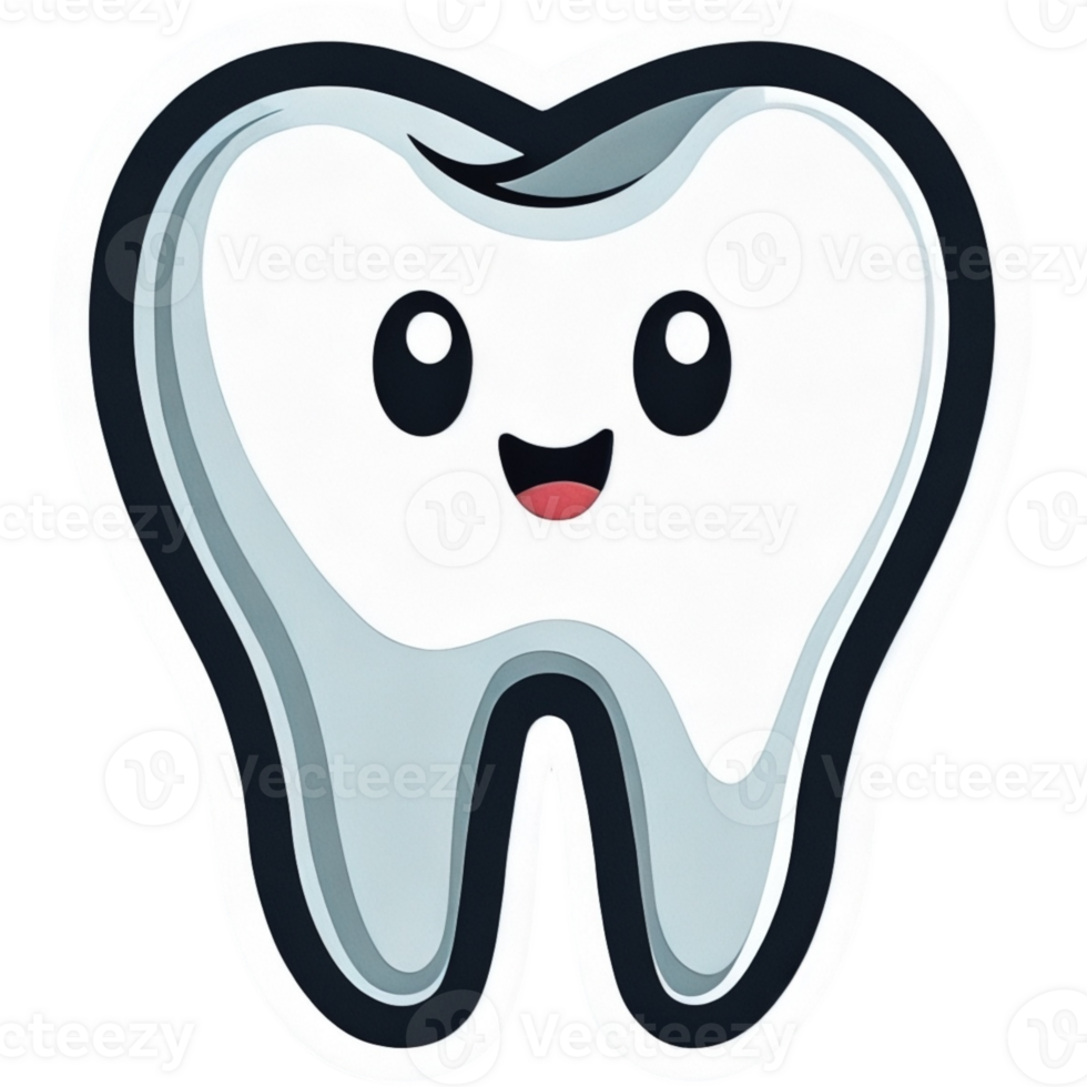 Cartoon tooth with a smile sticker design png