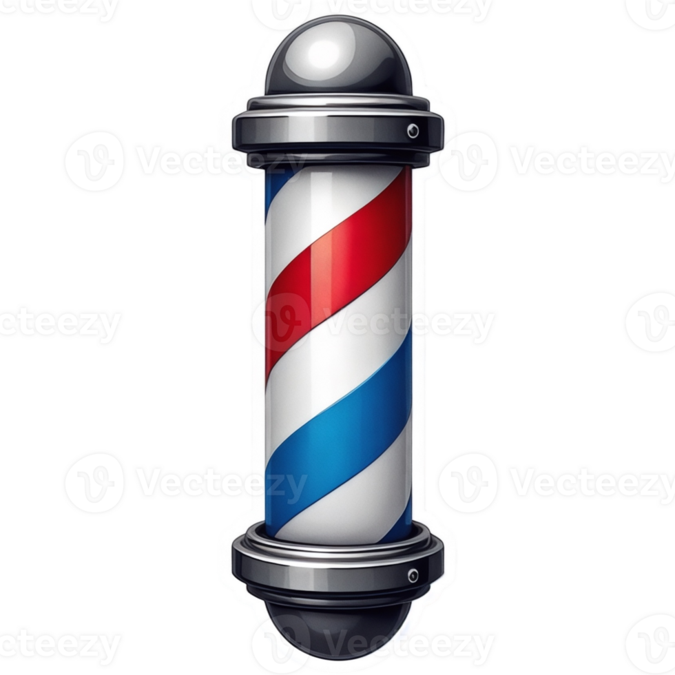 Barber pole with a red, white and blue stripe sticker design png