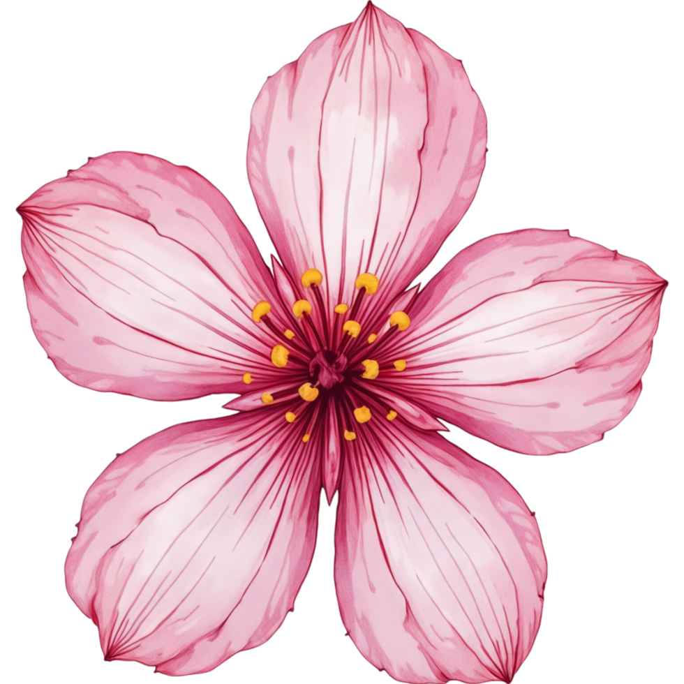 Close up of a pink flower with a white center png