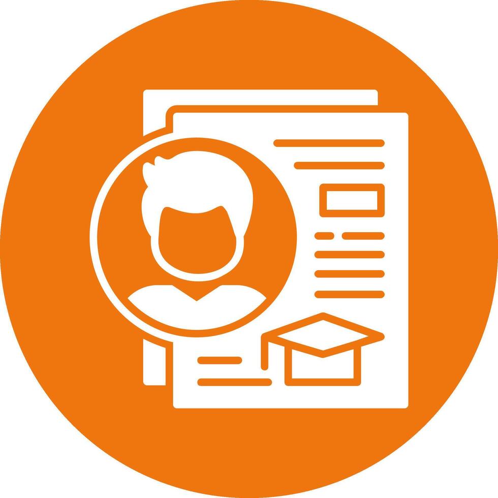 A student's profile icon on an orange background vector
