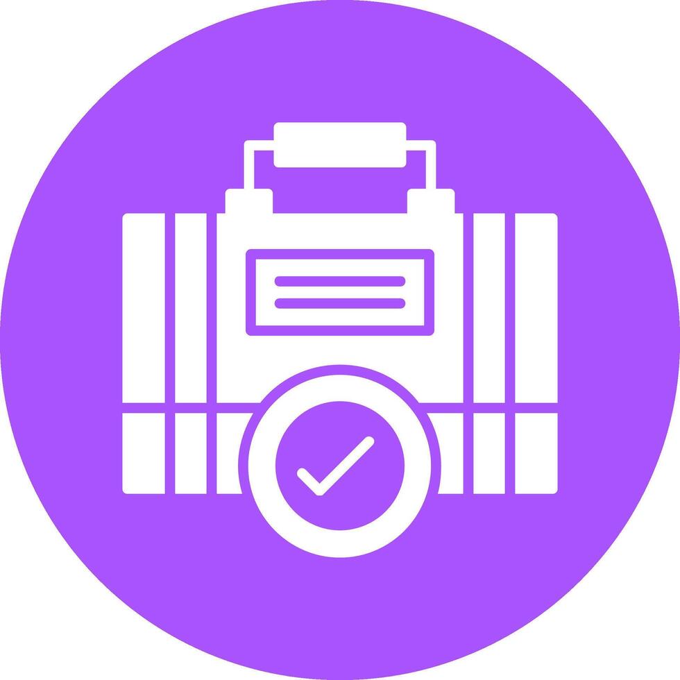 A purple circle with a suitcase icon vector